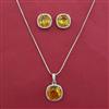 American Diamond Classic Pendant Set with Rhodium Plating
