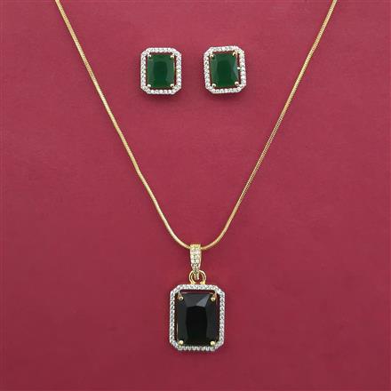 American Diamond Classic Pendant Set with 2 Tone Plating