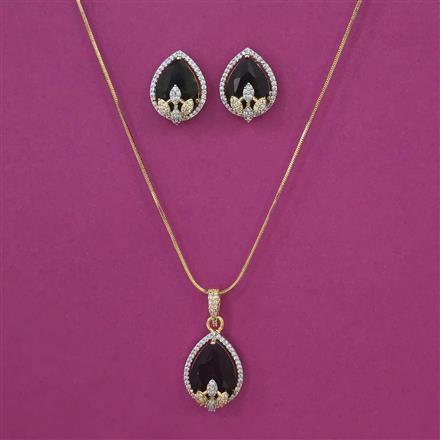 American Diamond Classic Pendant Set with 2 Tone Plating