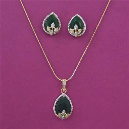 American Diamond Classic Pendant Set with 2 Tone Plating