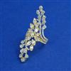 American Diamond Adjustable Ring with Rhodium Plating 2 Tone Plating Mehndi Plating