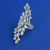 American Diamond Adjustable Ring with Rhodium Plating 2 Tone Plating Mehndi Plating