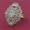 American Diamond Adjustable Ring with Rhodium Plating 2 Tone Plating Mehndi Plating Carat Plating