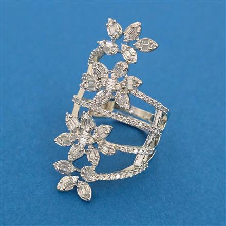 American Diamond Adjustable Ring with Rhodium Plating 2 Tone Plating Mehndi Plating Carat Plating