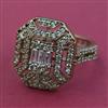 American Diamond Adjustable Ring with Rhodium Plating 2 Tone Plating Mehndi Plating Carat Plating
