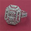 American Diamond Adjustable Ring with Rhodium Plating 2 Tone Plating Mehndi Plating Carat Plating
