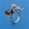 American Diamond Birds Ring with Rhodium Plating
