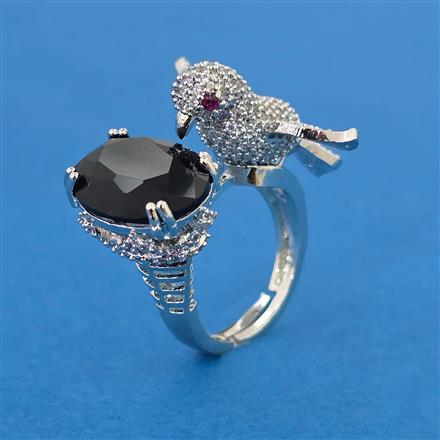 American Diamond Birds Ring with Rhodium Plating
