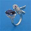 American Diamond Birds Ring with Rhodium Plating