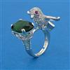 American Diamond Birds Ring with Rhodium Plating