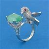 American Diamond Birds Ring with Rhodium Plating