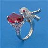 American Diamond Birds Ring with Rhodium Plating