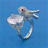 American Diamond Birds Ring with Rhodium Plating