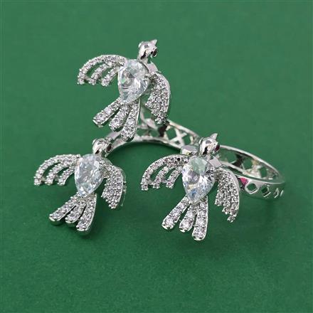 American Diamond Birds Ring with Rhodium Plating
