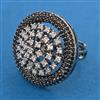 American Diamond Adjustable Ring with Black Plating