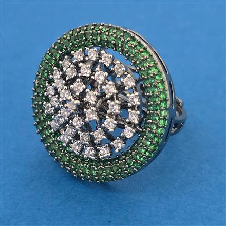 American Diamond Adjustable Ring with Black Plating
