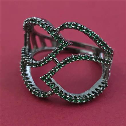 American Diamond Adjustable Ring with Black Plating