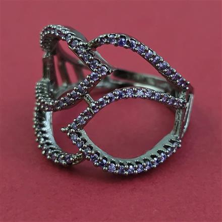 American Diamond Adjustable Ring with Black Plating