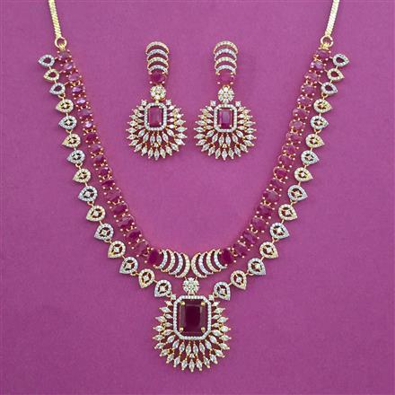 American Diamond Classic Necklace with 2 Tone Plating
