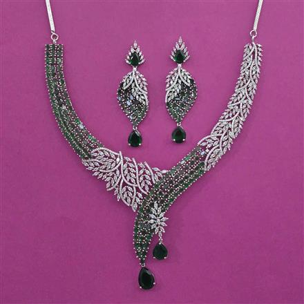 American Diamond Classic Necklace with Rhodium Plating