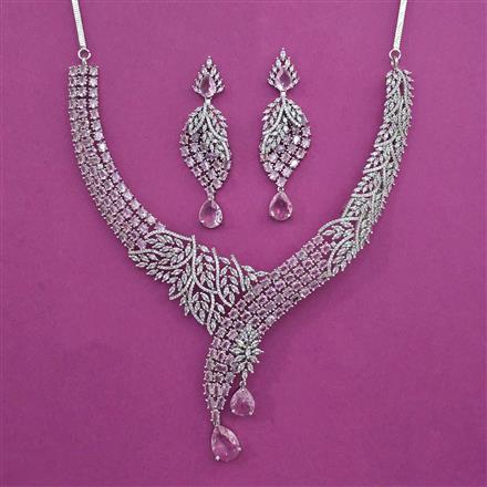 American Diamond Classic Necklace with Rhodium Plating