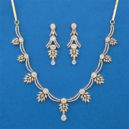 American Diamond Delicate Necklace with Rhodium Plating 2 Tone Plating