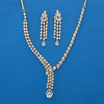 American Diamond Classic Necklace with Rhodium Plating 2 Tone Plating