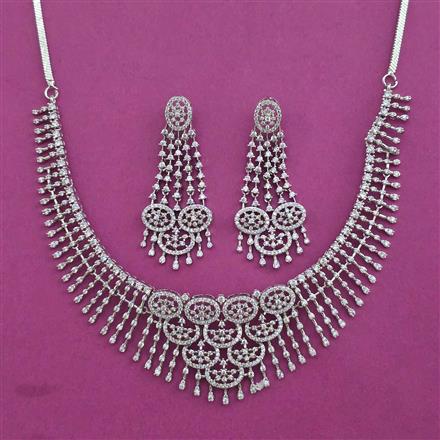 American Diamond Classic Necklace with Rhodium Plating
