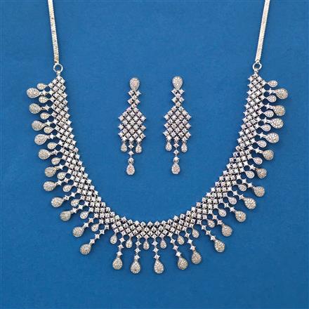 American Diamond Classic Necklace with Rhodium Plating