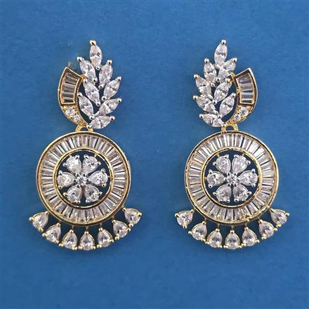 American Diamond Classic Earring with Rhodium Plating 2 Tone Plating