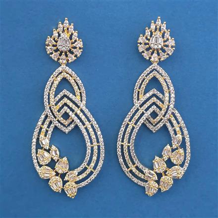 American Diamond Classic Earring with Rhodium Plating 2 Tone Plating