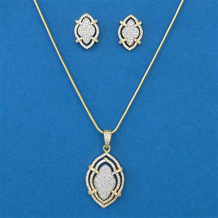 American Diamond Classic Pendant Set with 2 Tone Plating