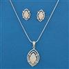 American Diamond Classic Pendant Set with Rhodium Plating