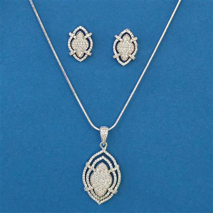 American Diamond Classic Pendant Set with Rhodium Plating