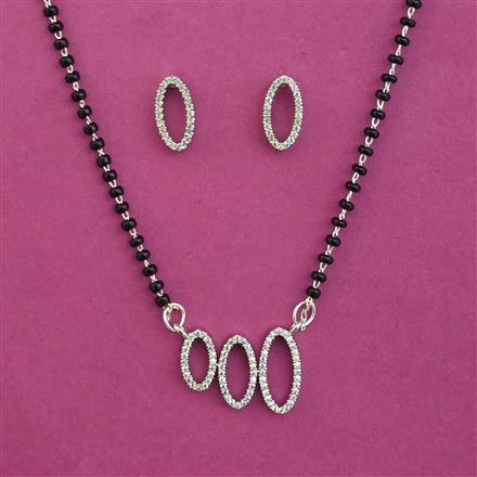 American Diamond Delicate Mangalsutra with Rhodium Plating 2 Tone Plating
