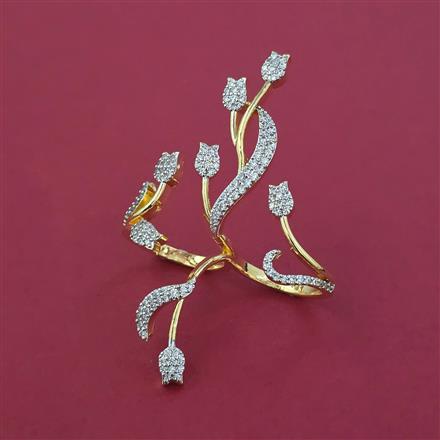 American Diamond Adjustable Ring with Rhodium Plating 2 Tone Plating