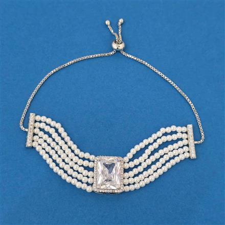 American Diamond Adjustable Bracelet with Rhodium Plating