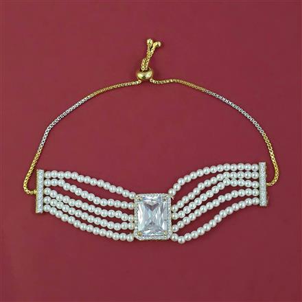 American Diamond Adjustable Bracelet with 2 Tone Plating