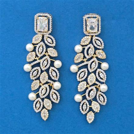 American Diamond Pearl Earring with Carat Plating
