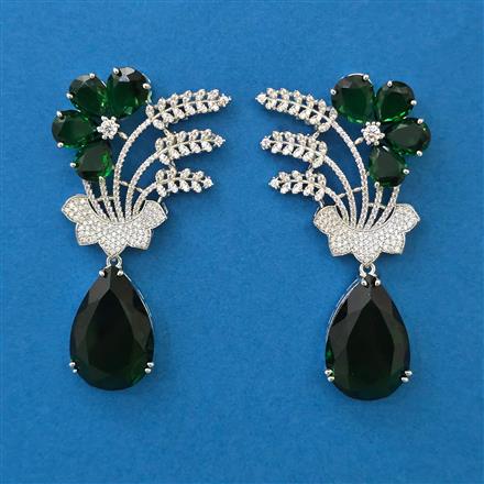 American Diamond Classic Earring with Rhodium Plating