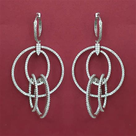 American Diamond Classic Earring with Rhodium Plating Carat Plating