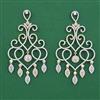 American Diamond Long Earring with Rhodium Plating Carat Plating