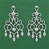 American Diamond Long Earring with Rhodium Plating Carat Plating