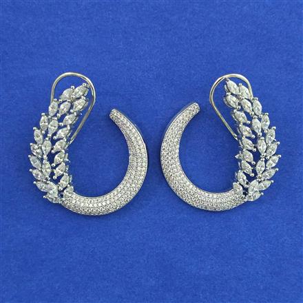 American Diamond Chand Earring with Rhodium Plating Carat Plating