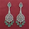 American Diamond Long Earring with Rhodium Plating