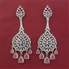 American Diamond Long Earring with Rhodium Plating