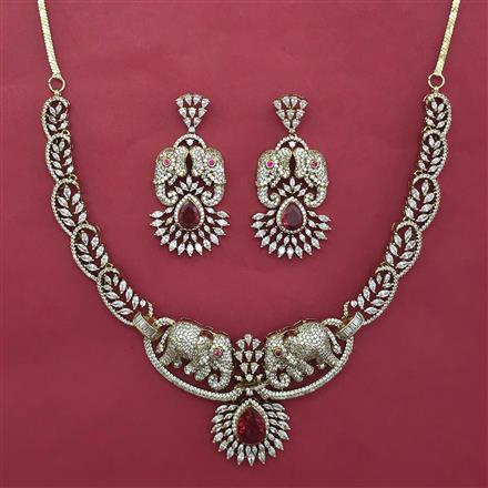 American Diamond Classic Necklace with Mehndi Plating