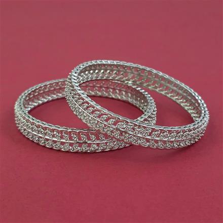 American Diamond Classic Bangles with Rhodium Plating