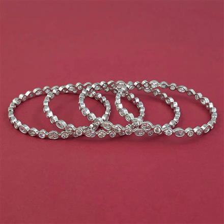 American Diamond Delicate Bangles with Rhodium Plating