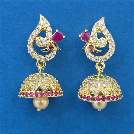 American Diamond Jhumki with Gold Plating